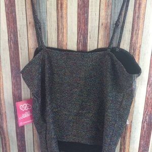 Glittery heart and hips spaghetti strap tank top